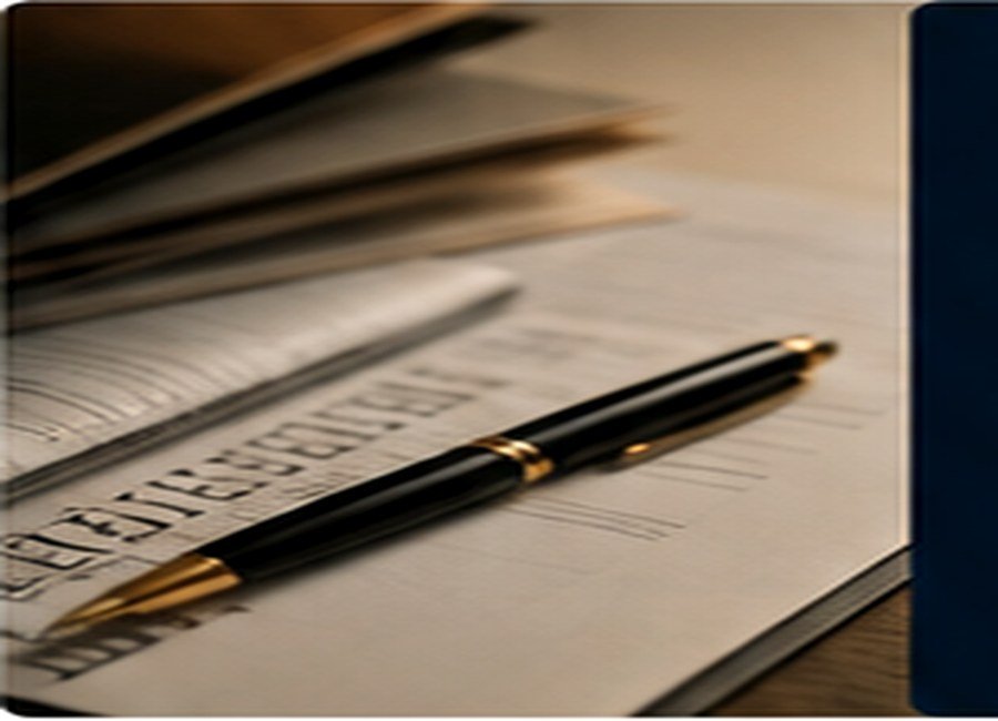 Legal records and pen on a desk